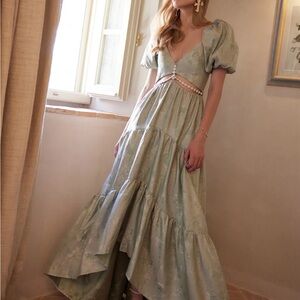 V Chapman The Emma Dress in Sage Windsor Brocade size 6